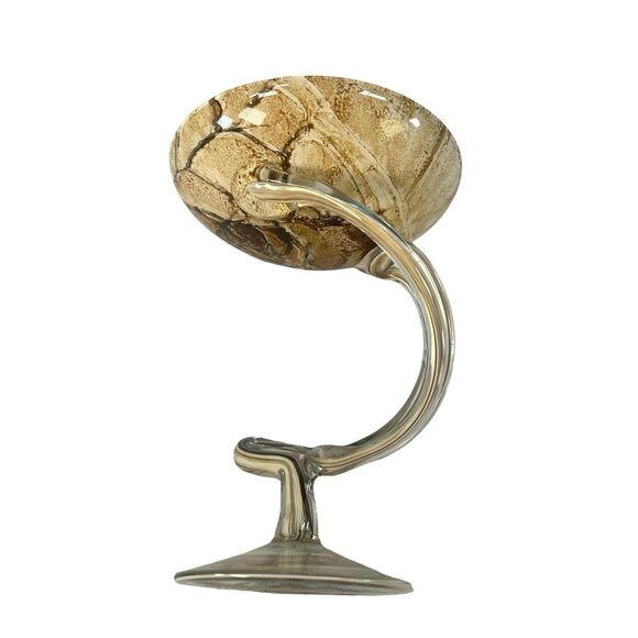 vint Jozefina Krosno Art Glass Jelly Fish 7'' Pedestal Bowl Dish made in Poland - Picture 7 of 12